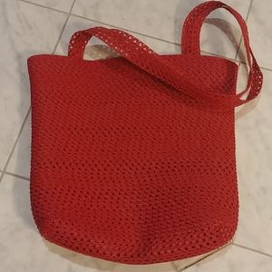 Red woven bag